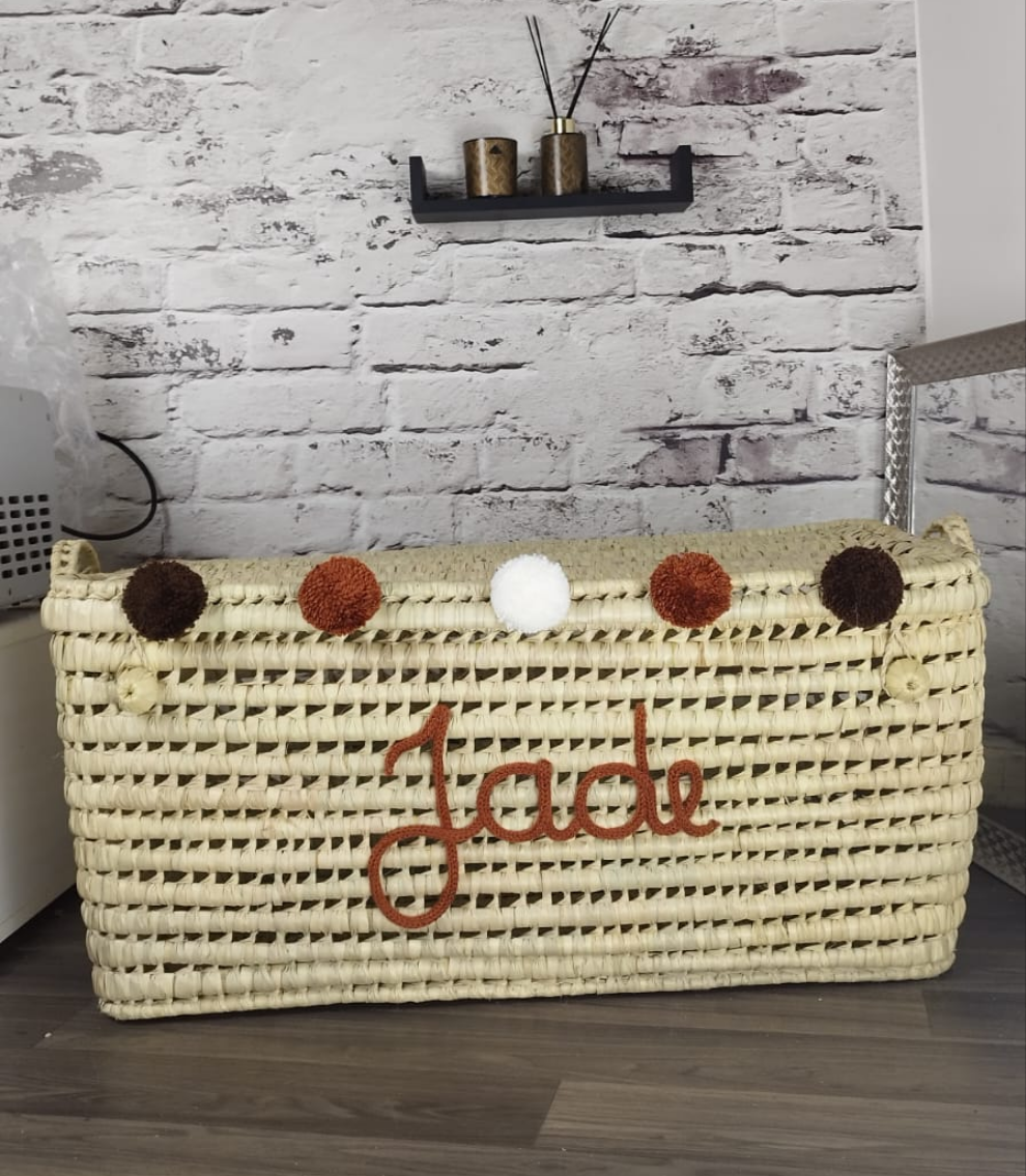 Coffre de rangement en osier – Personnalisé avec prénom
