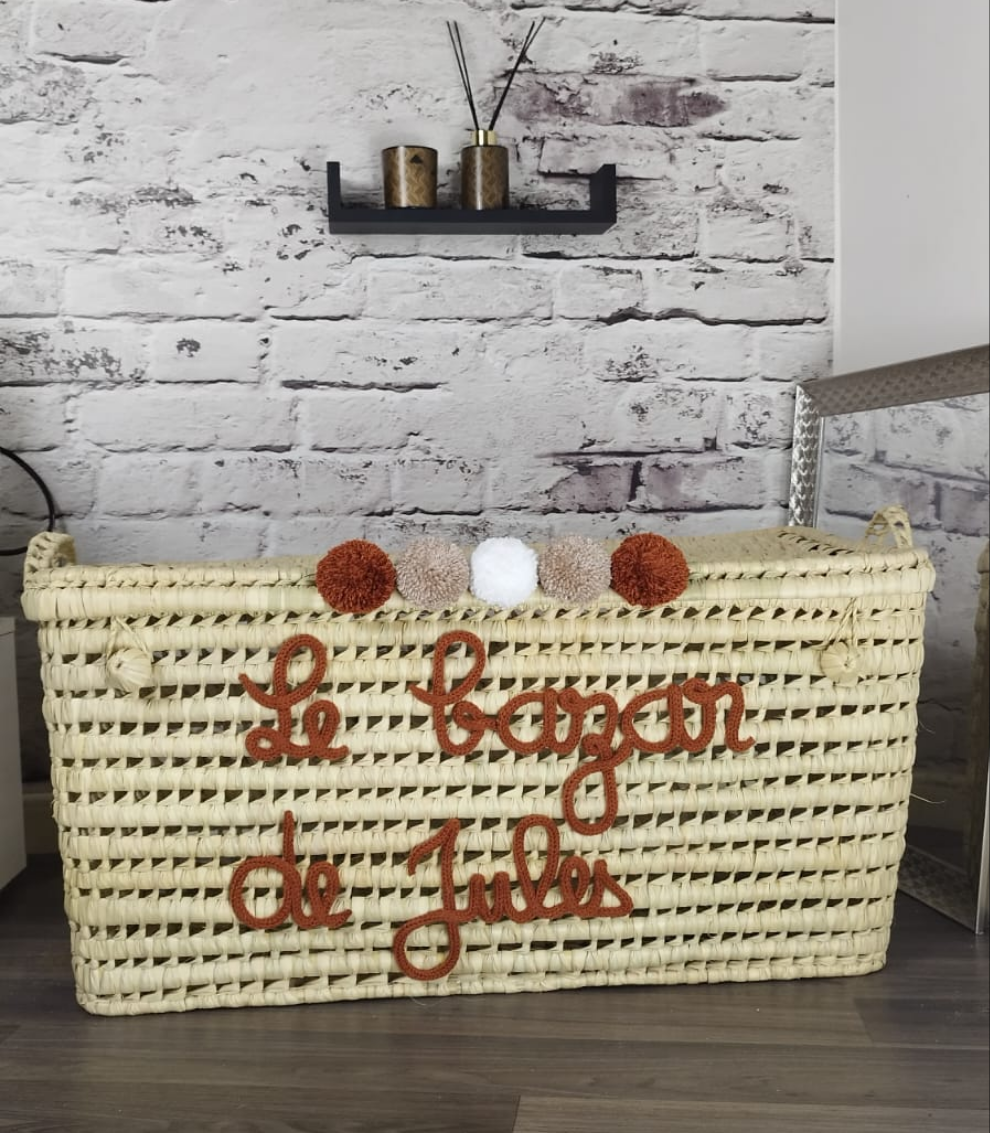 Coffre de rangement en osier – Personnalisé avec prénom
