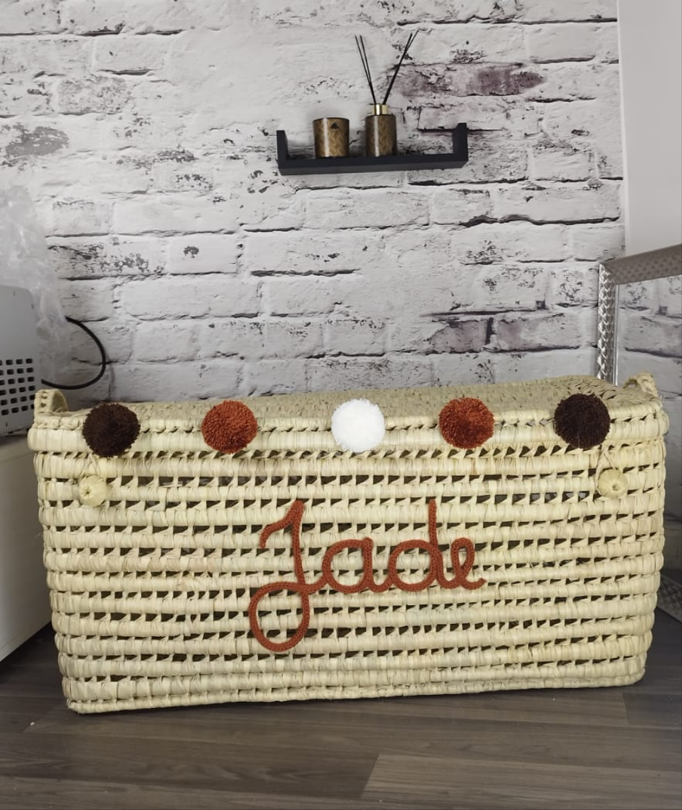 Coffre de rangement en osier – Personnalisé avec prénom