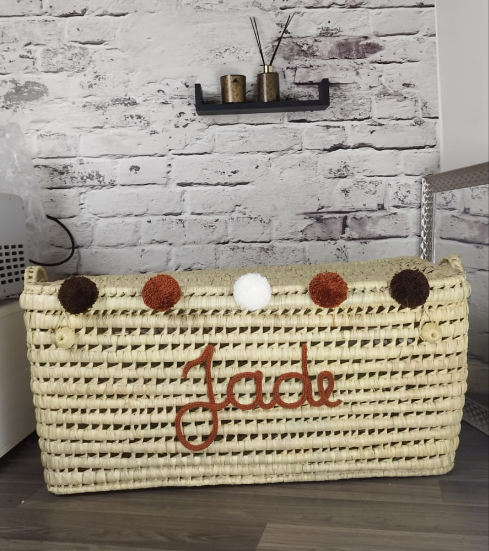 Coffre de rangement en osier – Personnalisé avec prénom