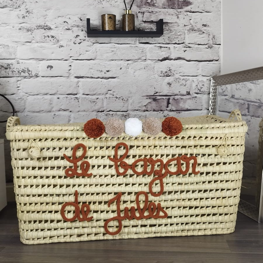Coffre de rangement en osier – Personnalisé avec prénom
