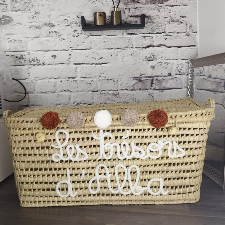Coffre de rangement en osier – Personnalisé avec prénom