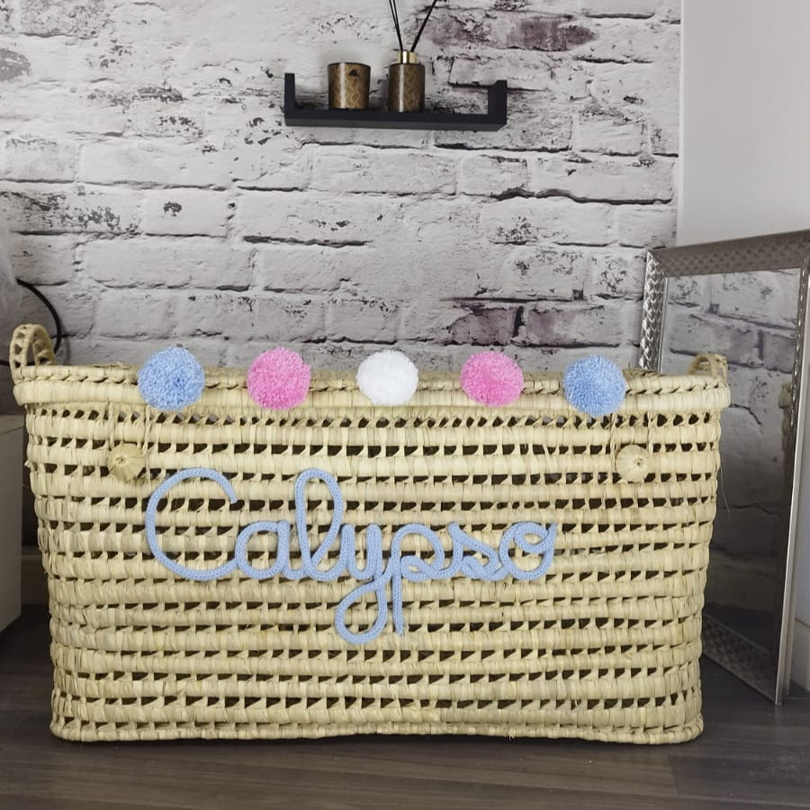 Coffre de rangement en osier – Personnalisé avec prénom