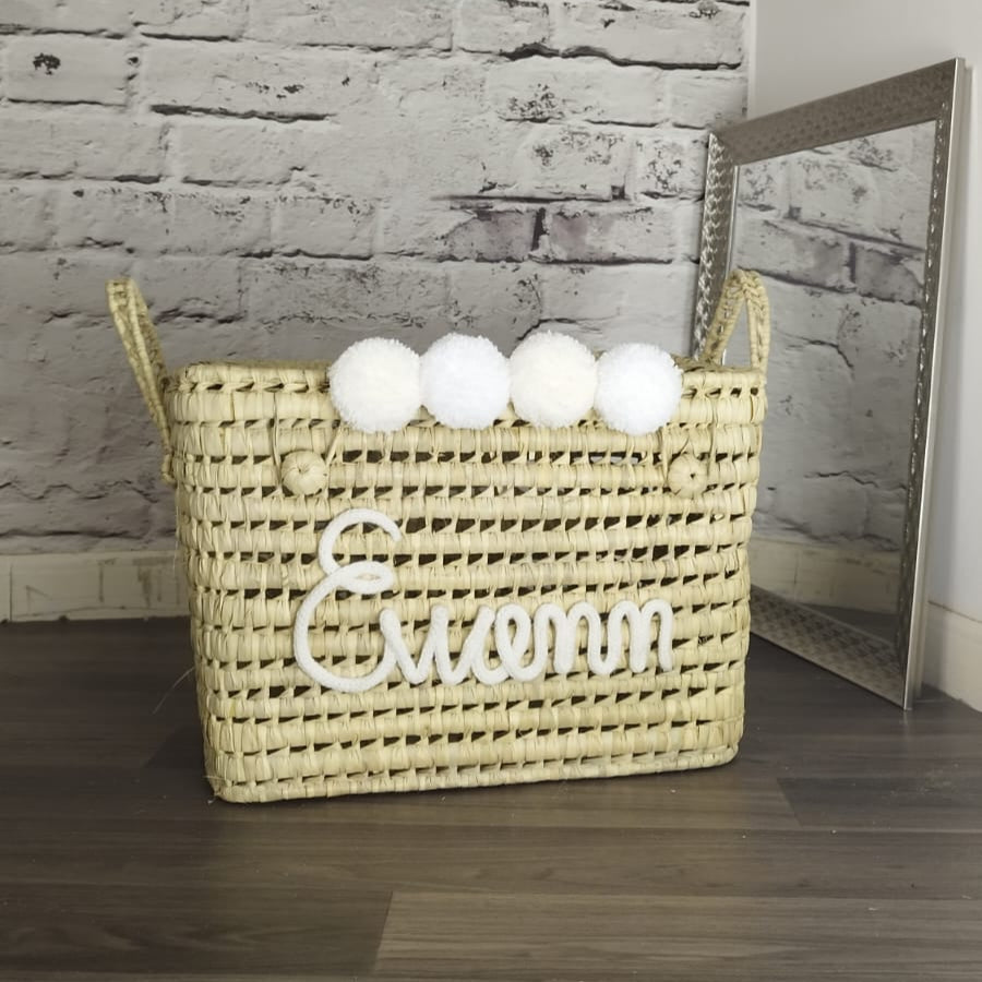 Coffre de rangement en osier – Personnalisé avec prénom