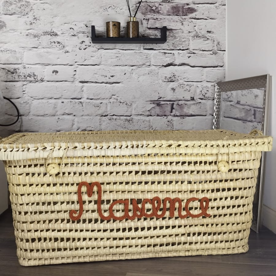 Coffre de rangement en osier – Personnalisé avec prénom